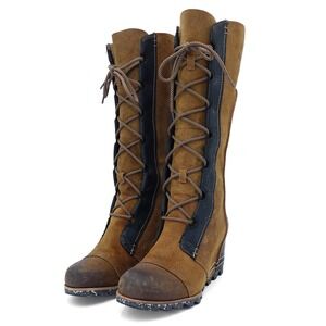 SOREL Womens US 7 Brown Suede Leather Cate the Great Tall Wedged Knee High Boots